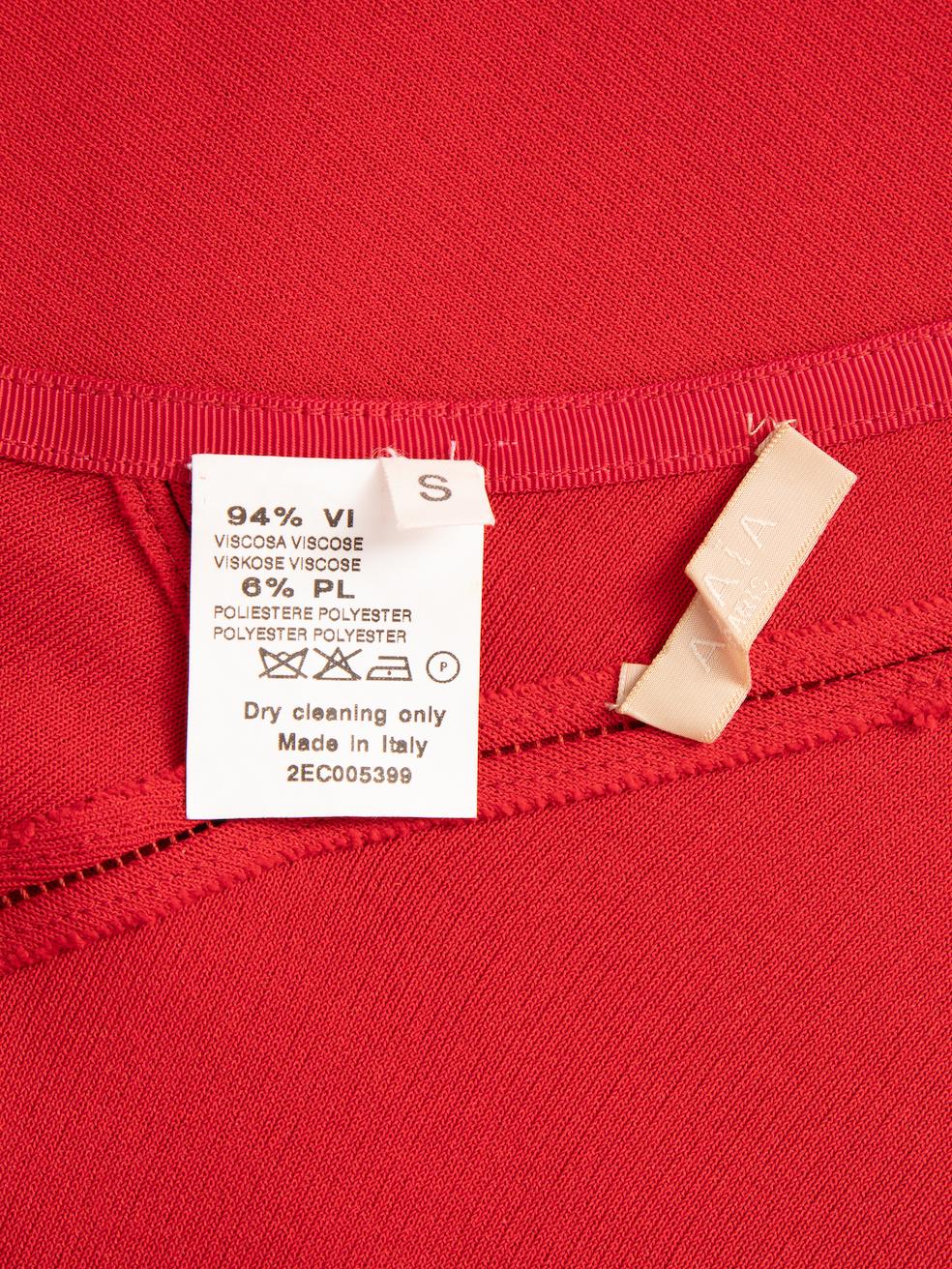 Pre-Loved Alaïa Women's Red Stitched Together Pencil Skirt For Sale 1