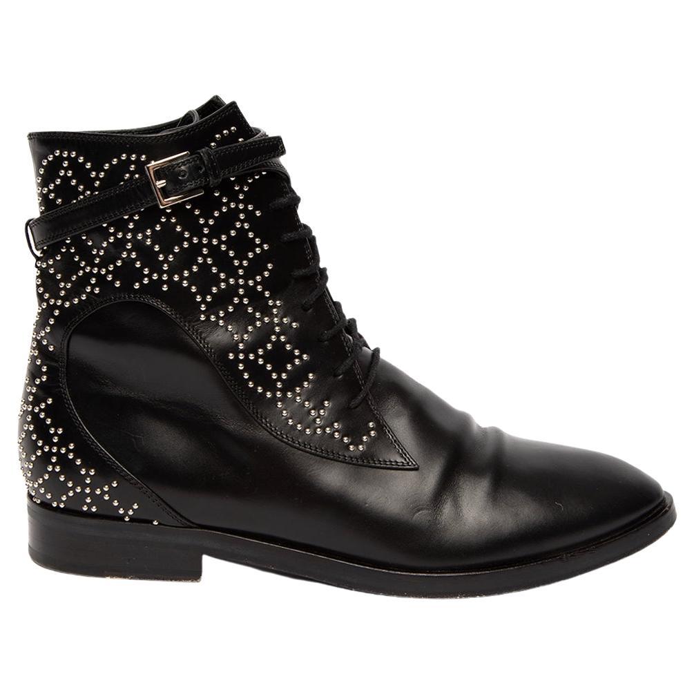 Pre-Loved Alaïa Women's Studded Lace-Up Leather Ankle Boots