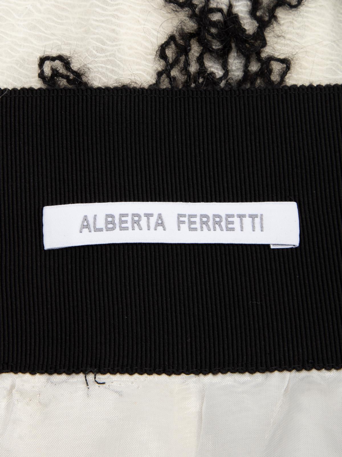 Pre-Loved Alberta Ferretti Women's Black &Cream Crochet Embellished Flared Skirt 2