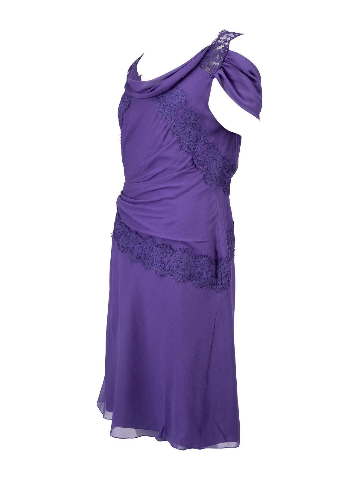 Pre-Loved Alberta Ferretti Women's Multi Layer Round Neck Dress with Lace Detail 1