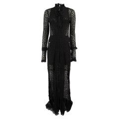 Pre-Loved Alessandra Rich Women's Black Lace Long Sleeve Maxi Dress