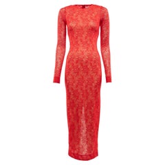 Pre-Loved Alessandra Rich Damen-Maxikleid mit Spitzenmuster in Rot