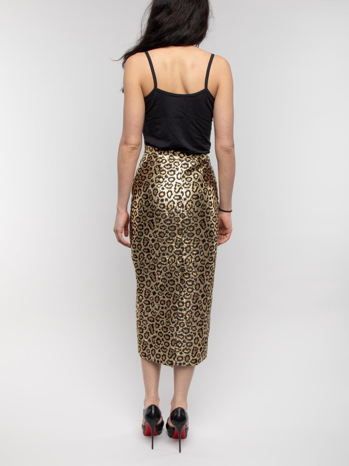 Pre-Loved Alessandra Rich Women's Leopard Print with Metallic Thread Pencil In Good Condition In London, GB