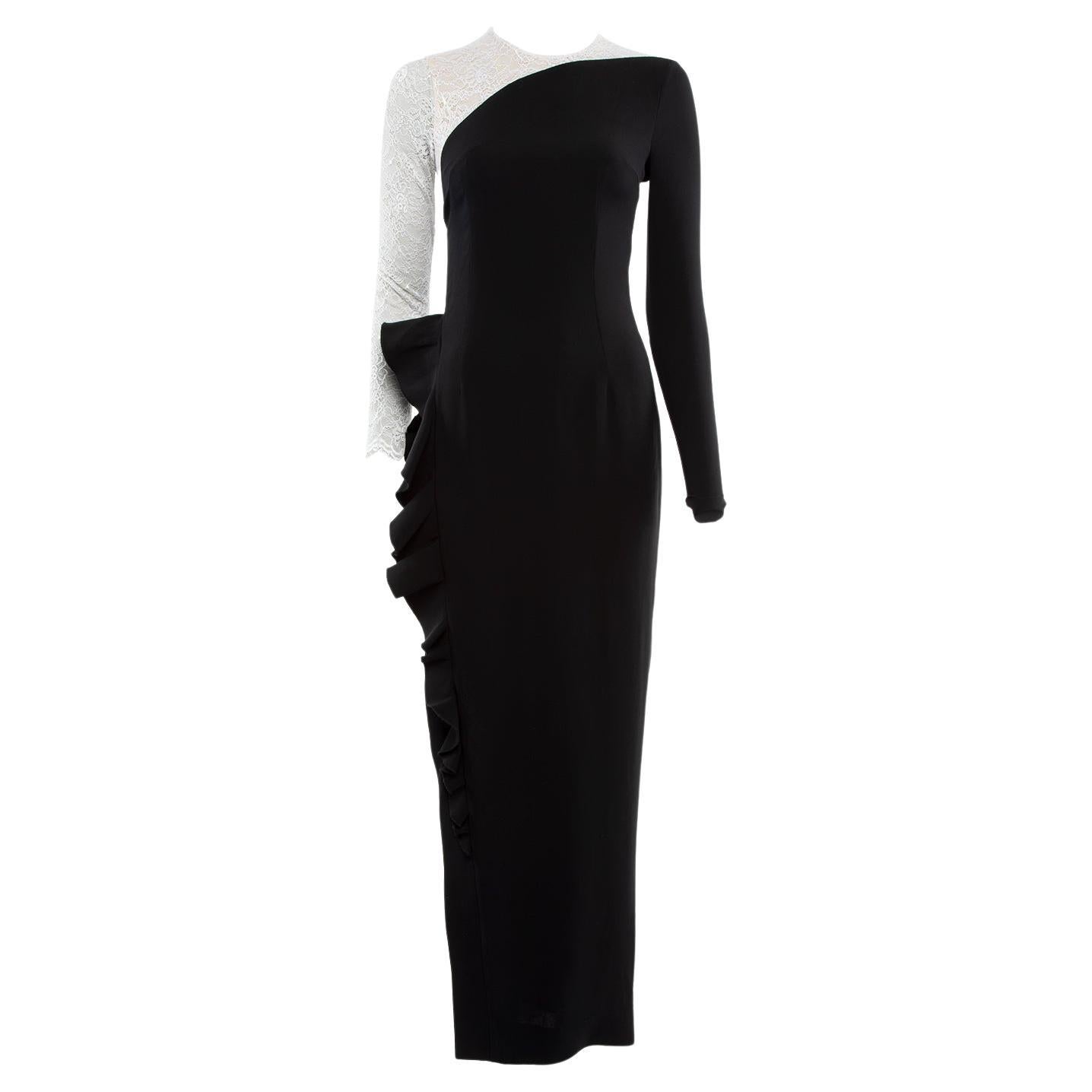 Pre-Loved Alessandra Rich Women
s Silk and Lace Flared Hem Maxi Dress