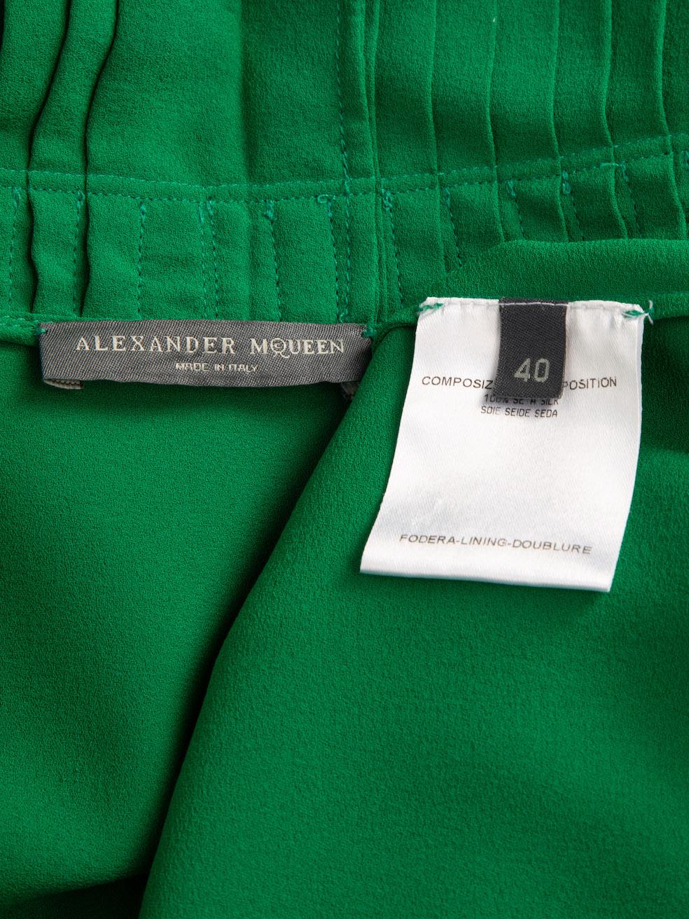 Pre-Loved Alexander McQueen Women's 2012 Green Silk Pleat Accent Dress 1