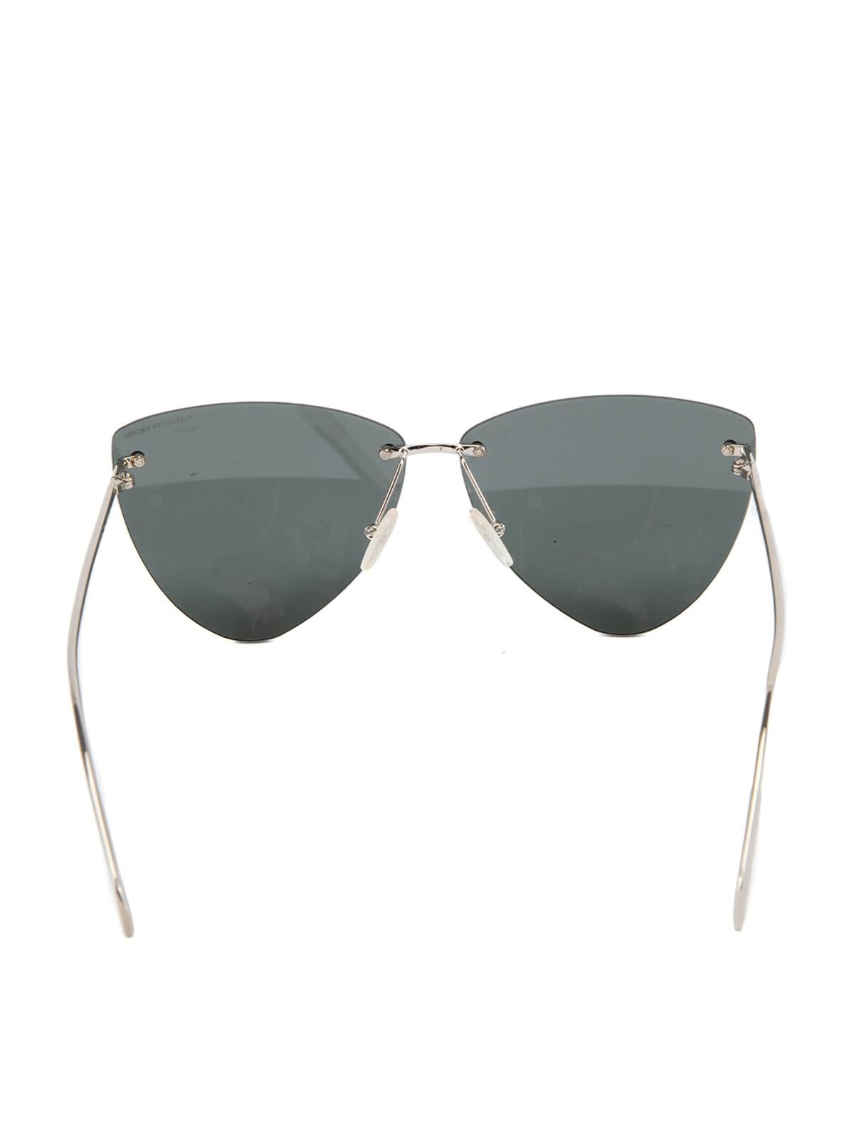 Pre-Loved Alexander McQueen Women's Black Aviator AM0119SA Sunglasses In Excellent Condition In London, GB