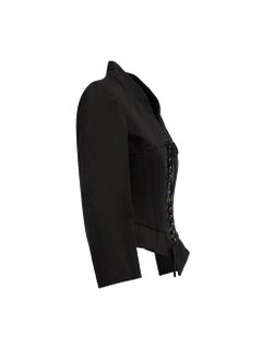 Pre-Loved Alexander McQueen Women's Black Cotton Corseted Fitted Jacket