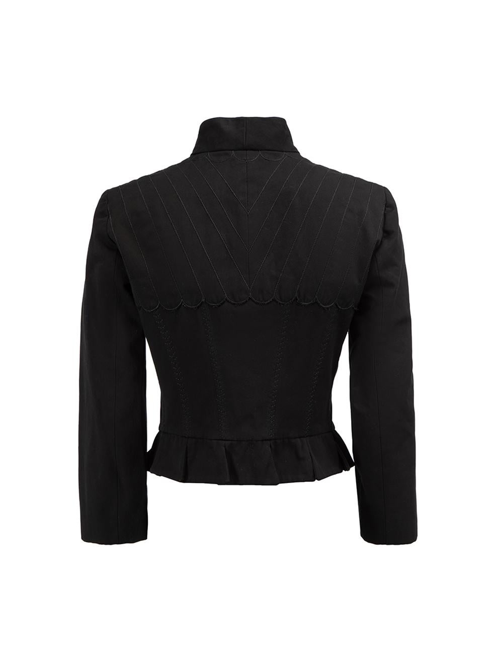 Pre-Loved Alexander McQueen Women's Black Cotton Corseted Fitted Jacket In Excellent Condition In London, GB