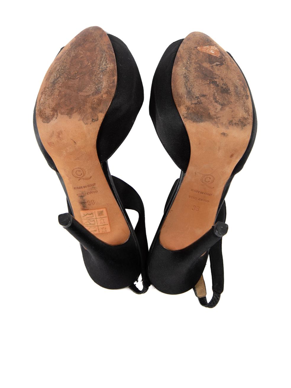 Pre-Loved Alexander McQueen Women's Black Slingback Embellished Platform Heels 1