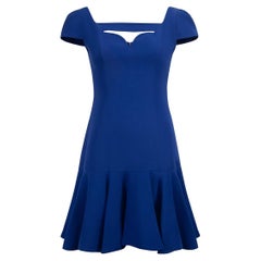 Pre-Loved Alexander McQueen Women's Blue Cut Out Detail Skater Mini Dress