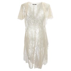 Pre-Loved Alexander McQueen Women's Cream Lace Open Front Top