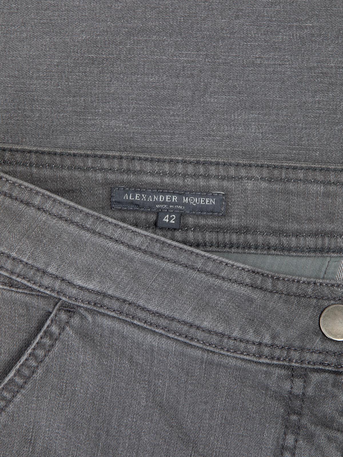 Pre-Loved Alexander McQueen Women's Denim Double Button Clasp Jeans Grey In Good Condition In London, GB