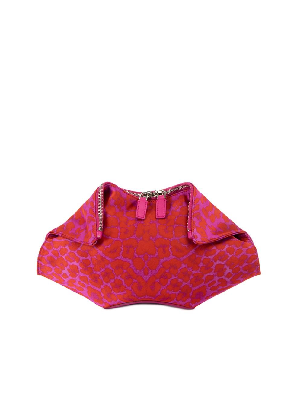 Pre-Loved Alexander McQueen Women's Pink & Red Leopard Print De Manta Clutch Bag In Excellent Condition In London, GB