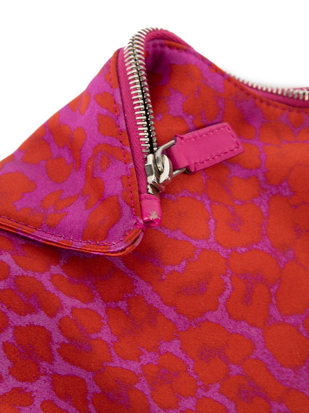 Pre-Loved Alexander McQueen Women's Pink & Red Leopard Print De Manta Clutch Bag 2