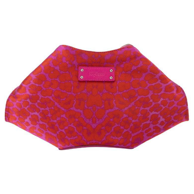 Pre-Loved Alexander McQueen Women's Pink & Red Leopard Print De Manta Clutch Bag