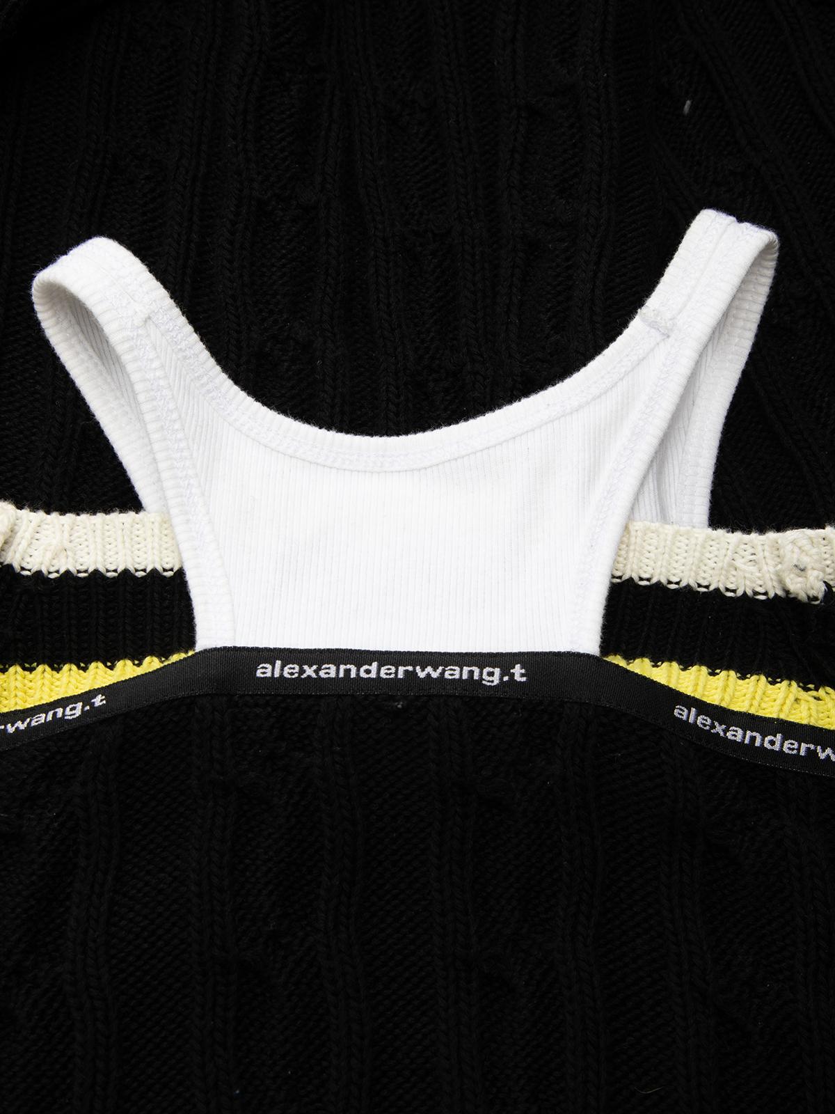 Pre-Loved Alexander Wang .T Women's Black Bilayer Off-The-Shoulder Cable Knit 2