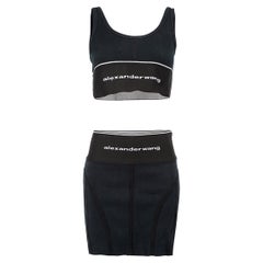 Pre-Loved Alexander Wang .T Women's Black Logo Bralette and Mini Skirt Set