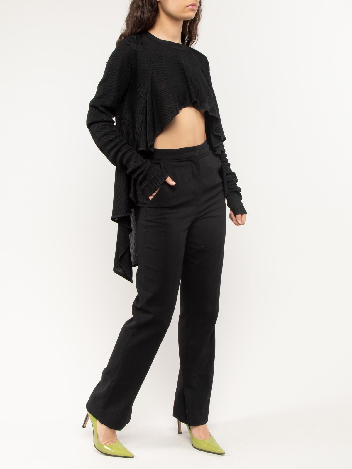 Pre-Loved Alexander Wang Women's Black Knitted High-Front Overlay Jumper 2