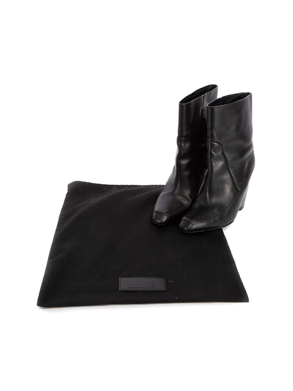Pre-Loved Alexander Wang Women's Black Leather Zip Up Wedge Boots In Excellent Condition In London, GB