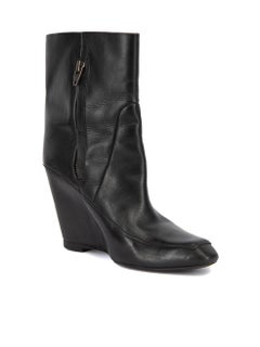Pre-Loved Alexander Wang Women's Black Leather Zip Up Wedge Boots