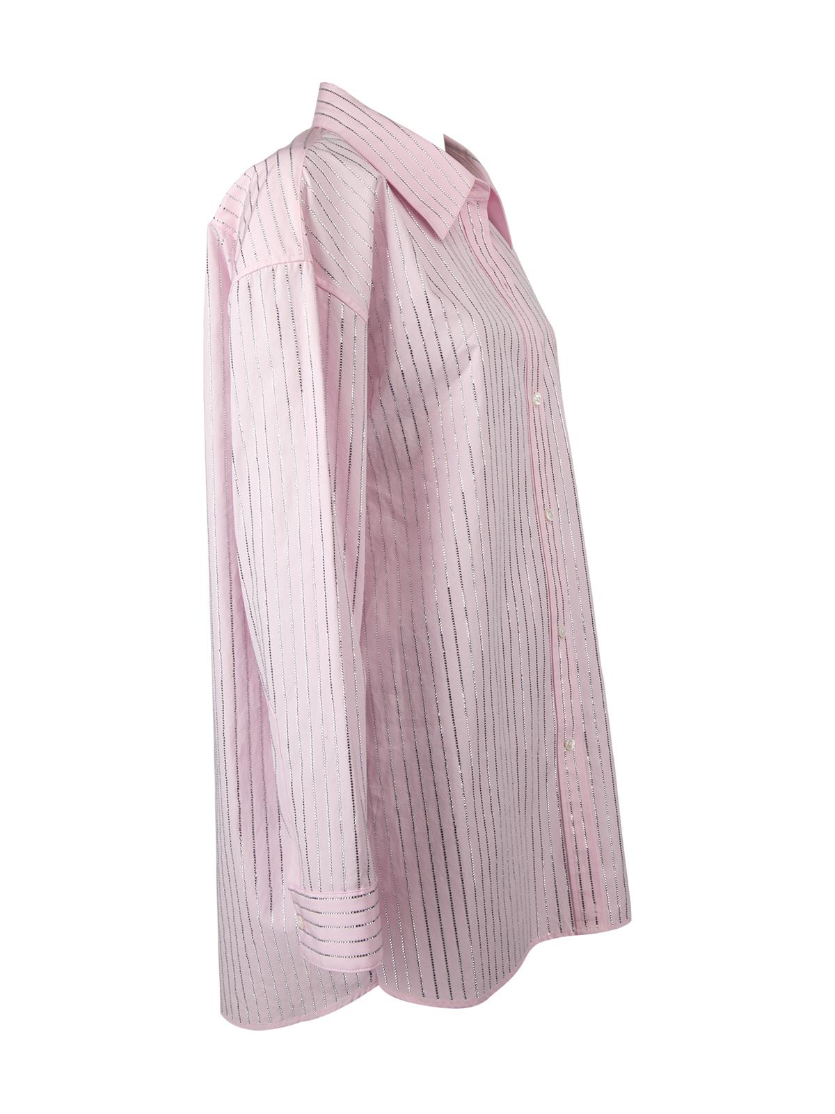 CONDITION is Very good. No visible wear to shirt is evident on this used Alexander Wang designer resale item. Details Pink Diamanté vertical stripes Long-sleeve shirt Loose fit Collared Made in Italy Composition Missing product label, feels like