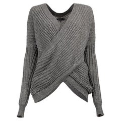 Pre-Loved Alexander Wang Women's Grey Crossover Detail Knit Cardigan