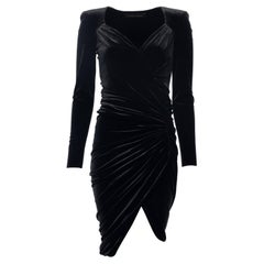 Pre-Loved Alexandre Vauthier Women's Black Velvet Ruched Mini Dress Sweetheart