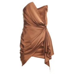 Pre-Loved Alexandre Vauthier Women's Brown Silk Mini Dress