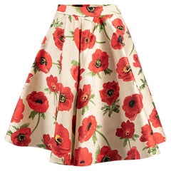 Pre-Loved Alice & Olivia Women's Poppy Print Full Knee Length Skirt