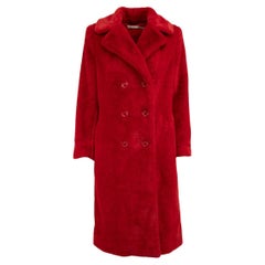Pre-Loved Alice & Olivia Women's Red Faux Fur Longline Coat