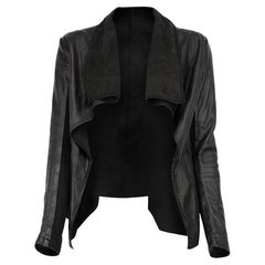 Pre-Loved All Saints Women's Black Leather Drape Collar Jacket