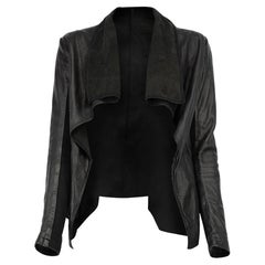 Pre-Loved All Saints Damenjacke aus schwarzem Leder mit drapiertem Kragen