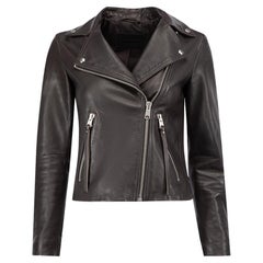 AllSaints Women''s Pre-Loved Dalby Biker Jacket en cuir marron.