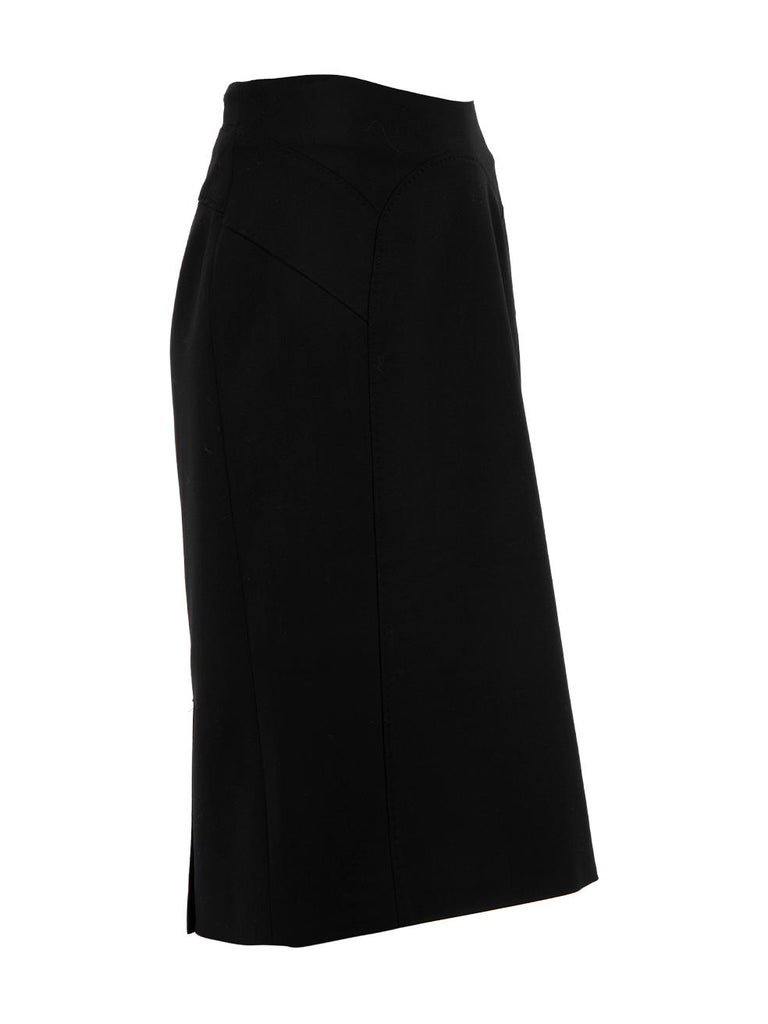 PreLoved Amanda Wakeley Women's Black Wool Fitted Pencil Skirt For Sale at 1stDibs