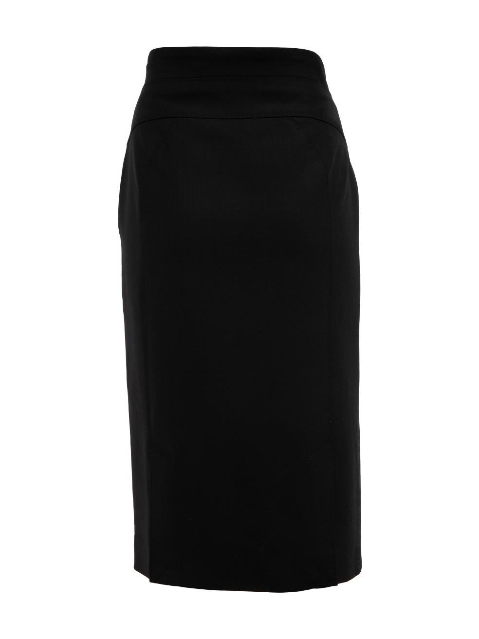 Pre-Loved Amanda Wakeley Women's Black Wool Fitted Pencil Skirt In Excellent Condition In London, GB