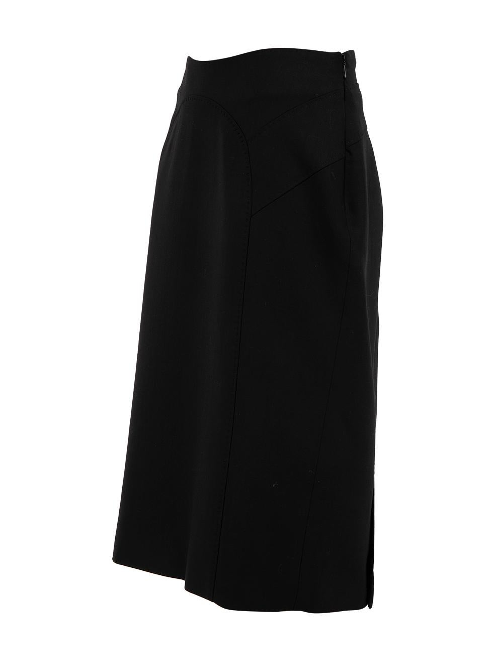 Pre-Loved Amanda Wakeley Women's Black Wool Fitted Pencil Skirt 1
