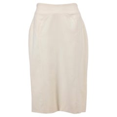 Pre-Loved Amanda Wakeley Women's Cream Wool Fitted Pencil Skirt