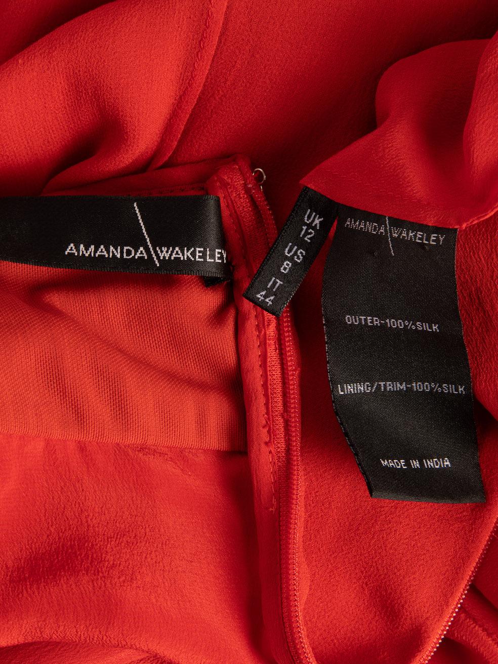 Pre-Loved Amanda Wakeley Women's Red Silk Sequin Halterneck Evening Dress In Excellent Condition In London, GB