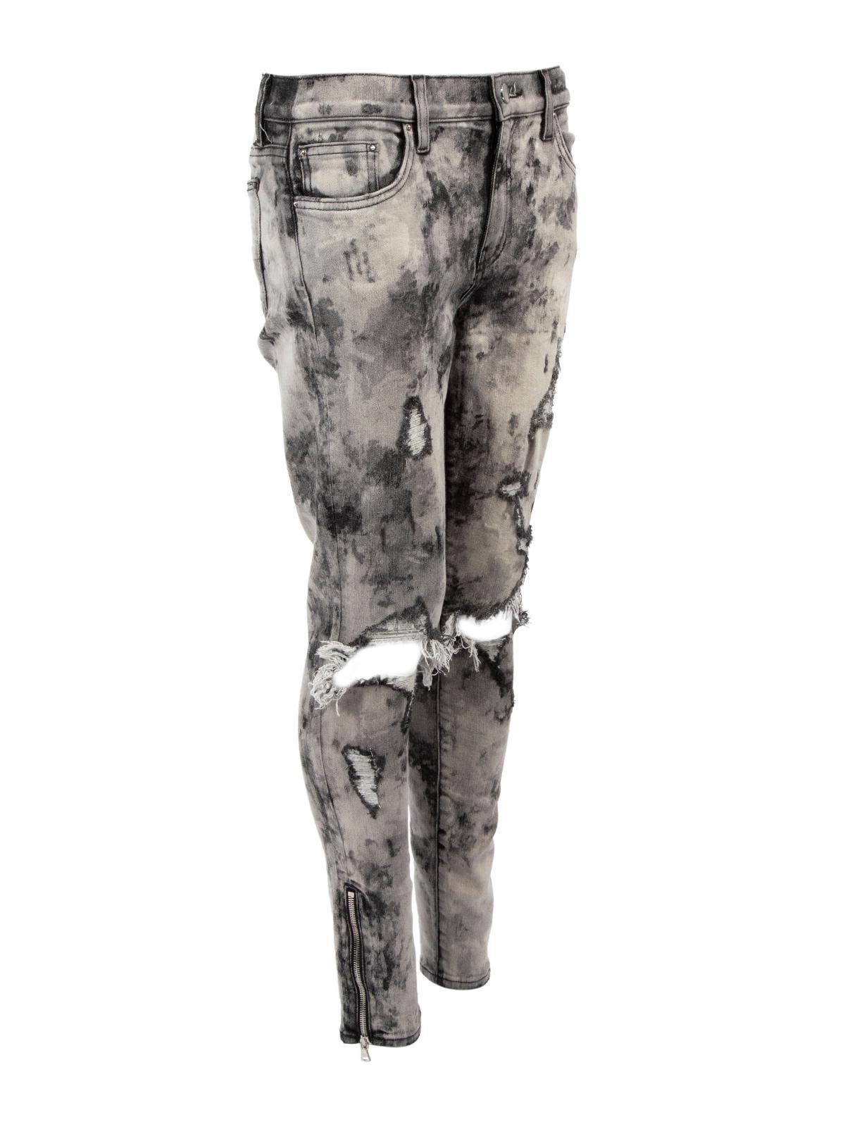 CONDITION is Very good. Minimal wear to jeans is evident. Minimal wear to zip details on this used Amiri designer resale item. Details Grey Denim Skinny fit Zip on Botton of leg Distressed fabric Front and back pockets Zip fastening Made in USA