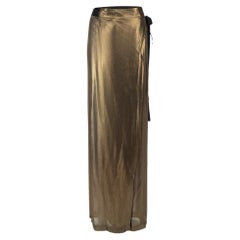 Pre-Loved Ann Demeulemeester Women's Metallic Gold Wrap Front Wide Leg Trousers