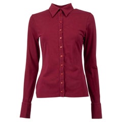 Pre-Loved Anne Fontaine Women's Burgundy Cotton Button Up Shirt
