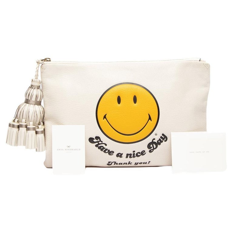 PreLoved Anya Hindmarch Women's Cream Leather Clutch Bag with Tassel