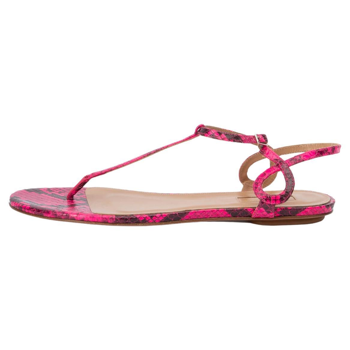 Aquazzura Laura Metallic Pink Leather Heeled Sandals For Sale at 1stDibs