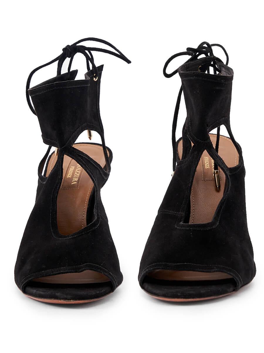 Pre-Loved Aquazzura Women's Black Suede Sexy Thing Sandal Heels In Good Condition In London, GB
