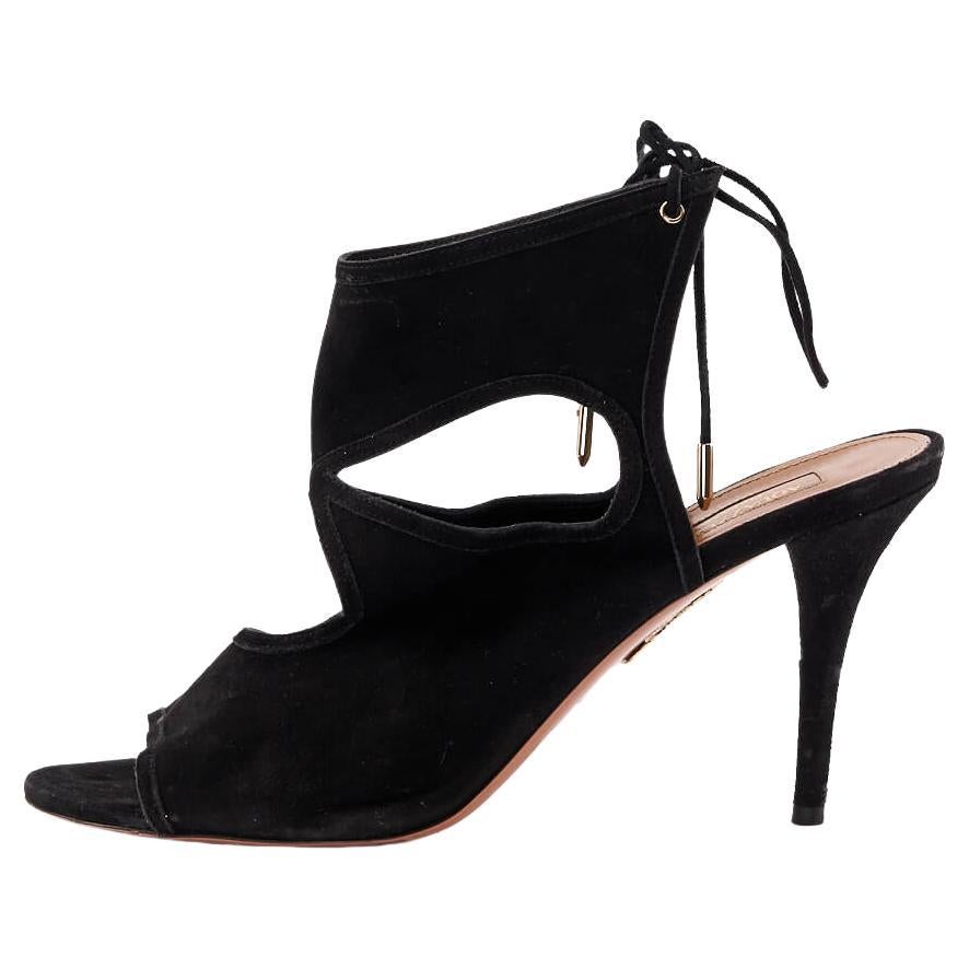 Aquazzura Black Suede Laceup Platform Heels US 8.5 For Sale at 1stDibs aquazzura platform heels
