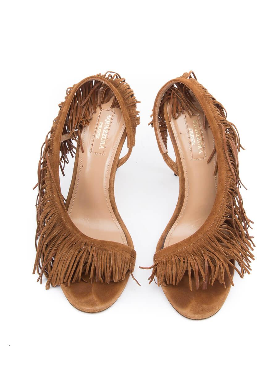 brown fringe heels
