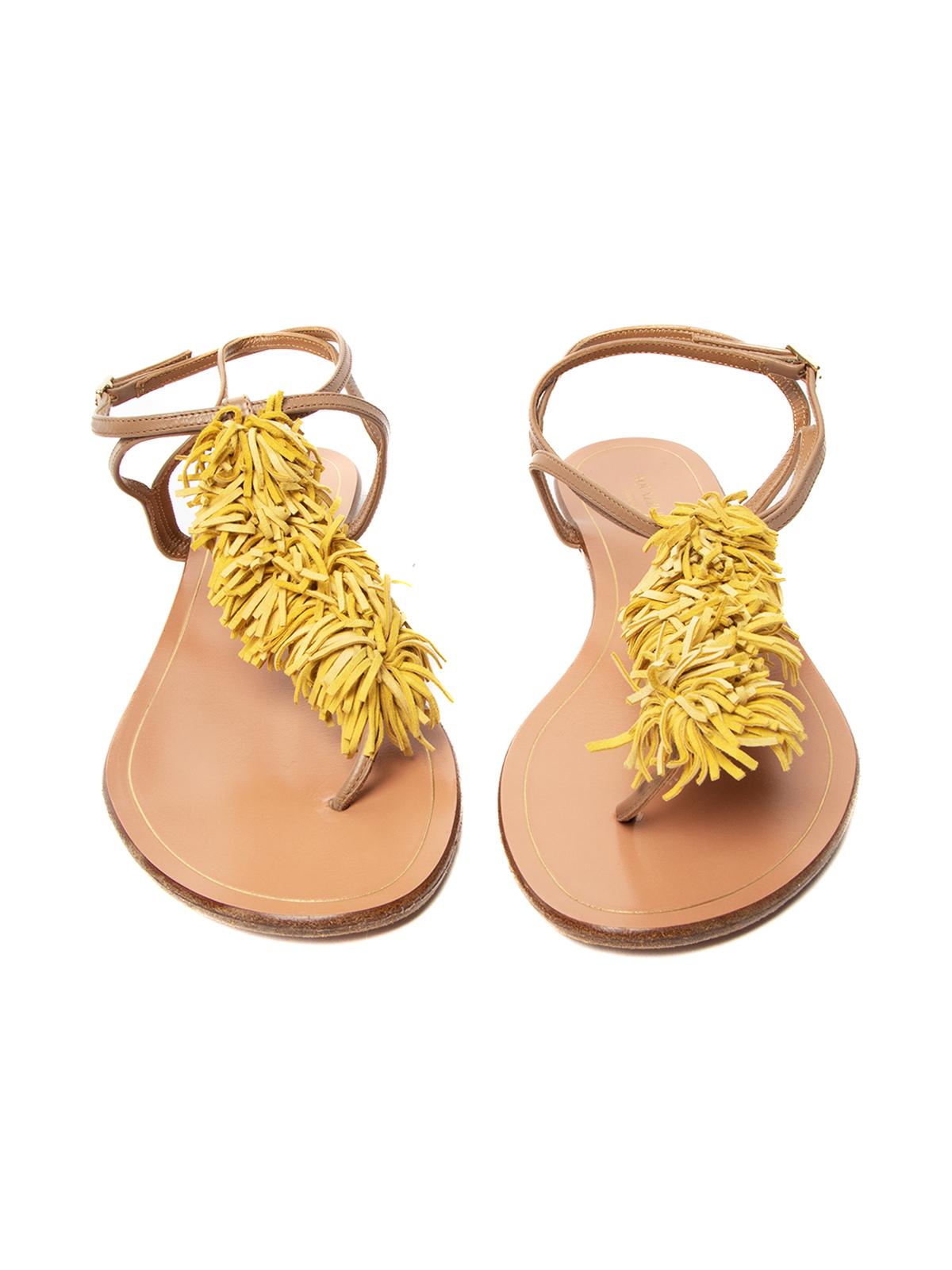 Beige Pre-Loved Aquazzura Women's Strappy Tassel Sandals