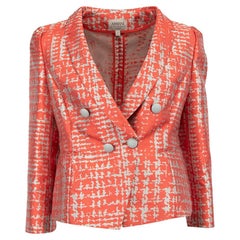 Pre-Loved Armani Collezioni Women's Coral Mottled Effect Fitted Blazer