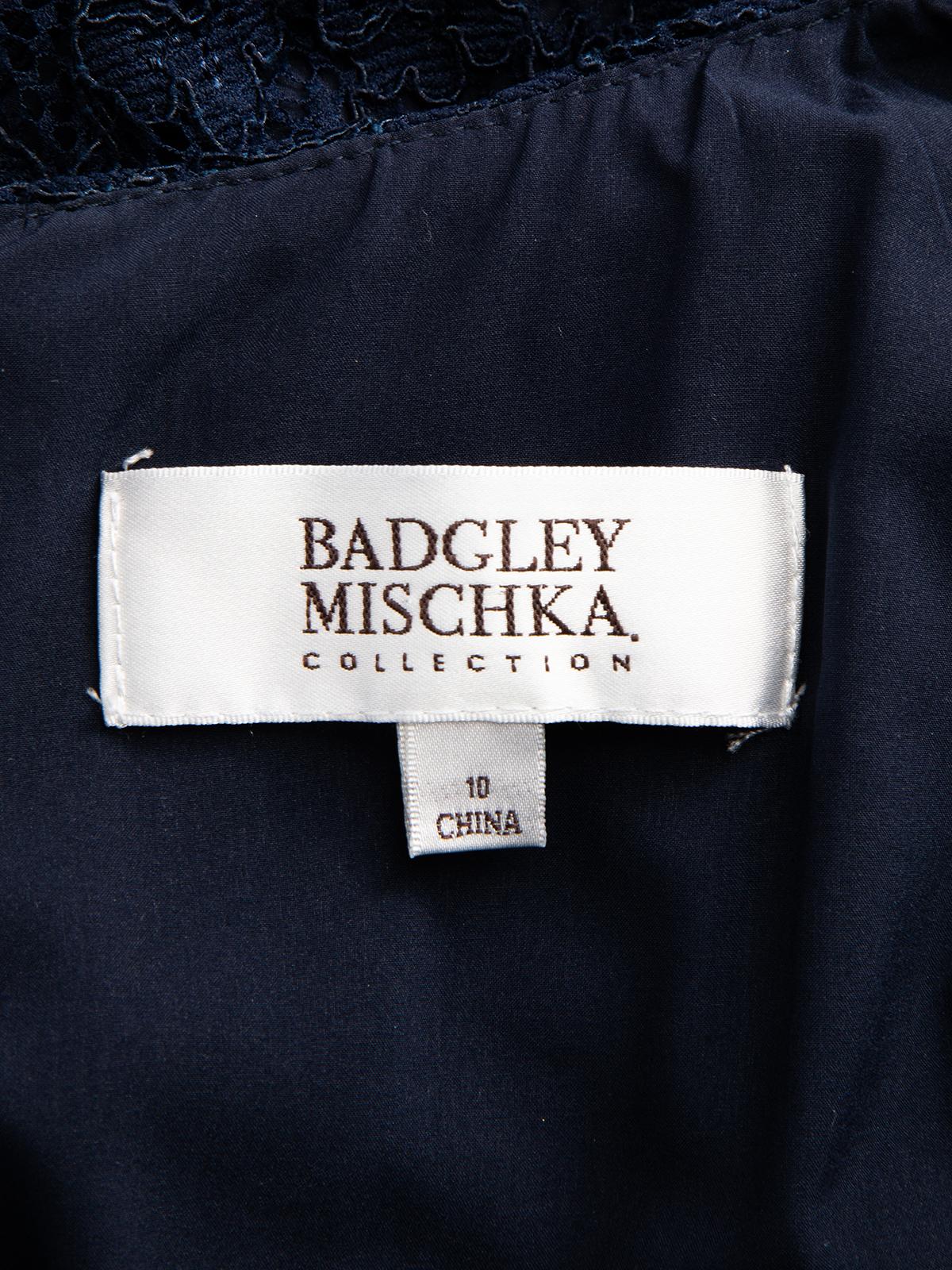 Pre-Loved Badgley Mischka Women's Navy Blue Lace Maxi Dress 1