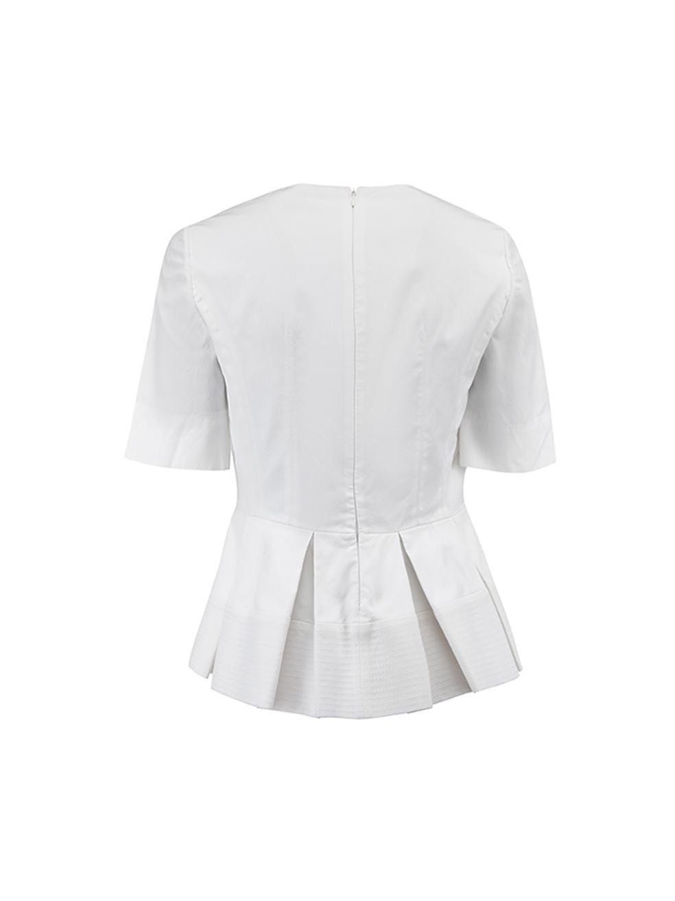 Pre-Loved Balenciaga Women's 2015 White V-Neck Peplum Top In Excellent Condition In London, GB
